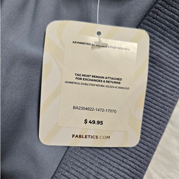 Fabletics Gray Asymmetrical Double Strap Midi Bra NEW Women's XXL 1X - Picture 9 of 10